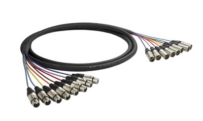 10' XLR snake 12 Pair 24AWG MXLR-FXLR Black/Gold - 412 cable