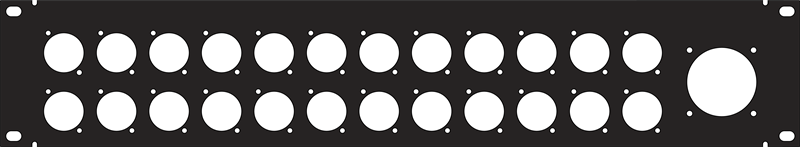 2RU DT12 Panel empty 2x12 XLR, 1 DT12 blank - RP-DT12NE