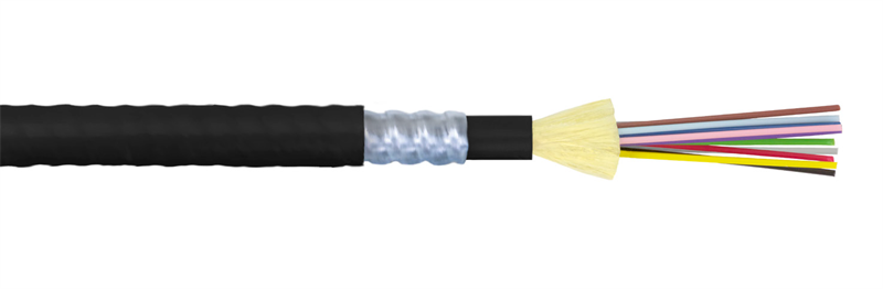 Fiber 6-strand Single-Mode Indoor/Outdoor armored: Riser Rated